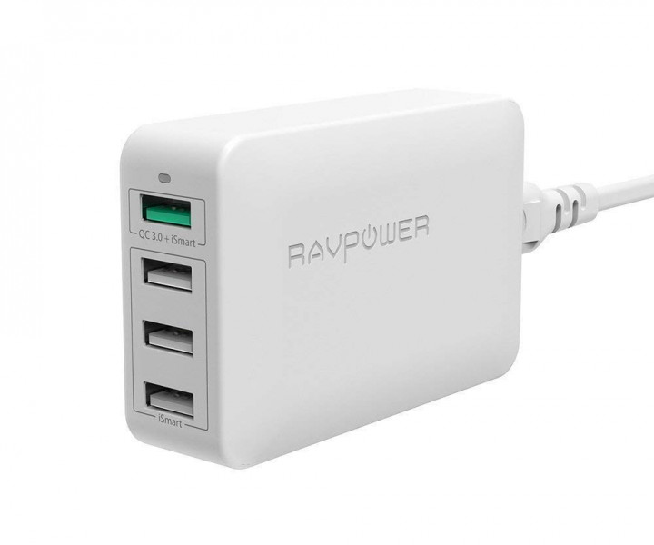 RAVPower USB Qualcomm Quick Charge 3.0 40W 4-Port Desktop Charging Station White (RP-PC024WH)